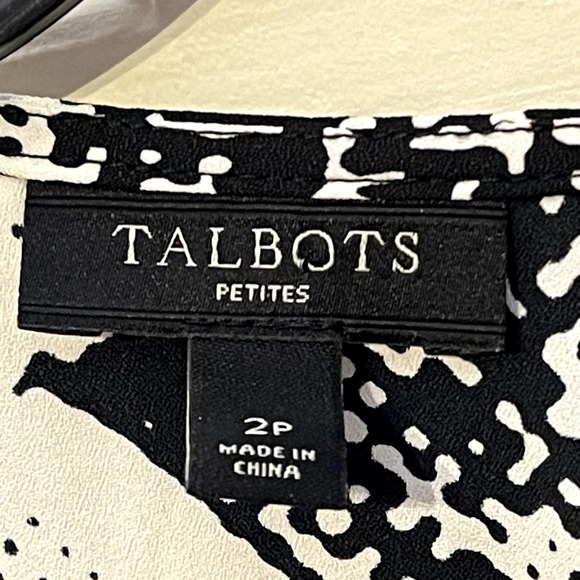 Talbots Petites Tank Top Size 2P Black White Pattern Polyester Womens - Picture 7 of 8